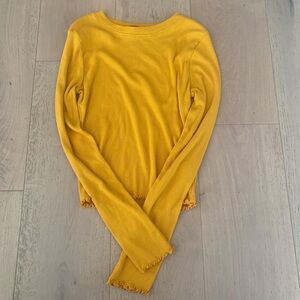 yellow forever 21 thick long sleeve with lettuce hem